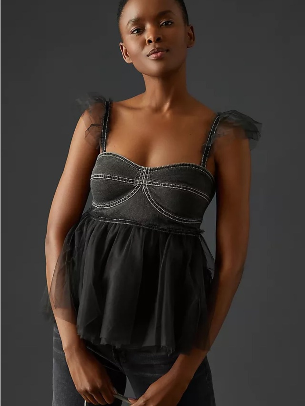 Pilcro Black Striped Elastic Waist Skirt
